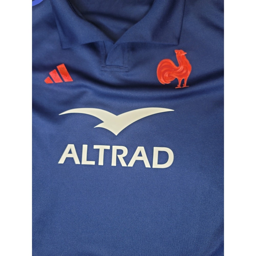 Adidas France Rugby Jersey Mens Large Blue Altrad Polo Shirt - Picture 3 of 10